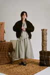 AVIVA JIFEI XUE 25 Autumn/Winter Round Neck Layered Balloon Top/Skirt AJX-FW25-RNLBT-DMCWD-Dove Microcheck Top (FW25-RNLBT)